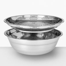 선학 304 스텐다라이+스텐채반 세트 (대야+채반) 김장다라이 김장대야 채반, 1세트, 실버