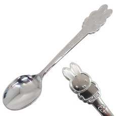 日本製 不鏽鋼環形易握學習餐具 ECHO 叉子 湯匙 手握 嬰兒橫握專用湯叉 米奇 史努比 米飛兔 冰淇淋匙 幼兒餐具, 1個, 米飛兔-不鏽鋼湯匙 / 2271