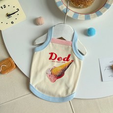 DFMEI 新款卡通寵物背心泰迪博美小狗衣服春夏裝小型犬貴賓貓咪寵物衣服, 撞色吊帶款, 1個