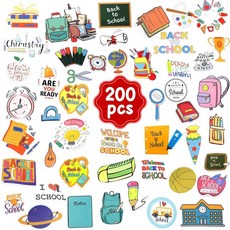 학생을 위한 선물 아동용 스티커 200개 개학 용품 학교 장식 유치원 아이들을 딸 아들을 선생님을 선물 192127, 개학 스티커 200개
