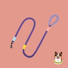 解放雙手雙排漸變牽繩 尼龍反光寵物牽繩 狗牽繩 遛狗繩 大型犬防暴衝牽引繩 狗用品, 單色紫, 1個