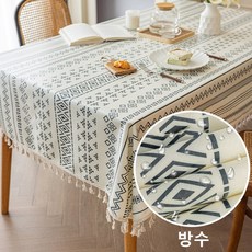 별하늘 고급 코튼 린넨 방수 테이블 식탁보, 90*150cm, 흑백