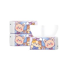 卡通包裝抽取式衛生紙 四層75抽 小包裝 攜帶方便 單抽式紙巾 廚房紙, 1個, 紫色萌熊抽取式衛生紙 x1包/50抽