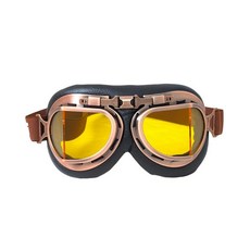 CRG Sports 빈티지 에이비에이터 파일럿 스타일 오토바이 크루저 스쿠터 고글 T08 T08BCB - 페어런트, 구리 프레임 옐로우 렌즈