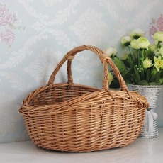 라탄 대형 바구니 선물 원목 우드 소풍 고급 야외 가정용 보관함 소품, 1개