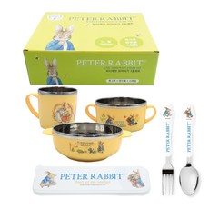 兒童餐具6件組, 不鏽鋼碗+湯碗+不鏽鋼杯子+湯匙+叉子+餐具收納盒 6入, 黃色(3601號)