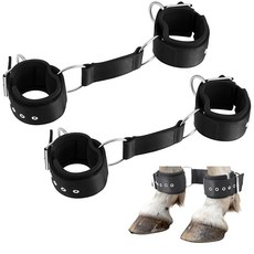 예플럼 2개 말 호블 훈련 방목 여행용 다리 조절 가능한 부드러운 가죽 택 가볍고 컨트롤 러닝 편안한 구속 장비(블랙), 2, Bla