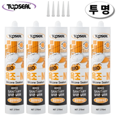 TOPSEAL 바이오 욕조-N 주방 욕실용 투명 실리콘 실란트 270ml 노즐포함, 5개