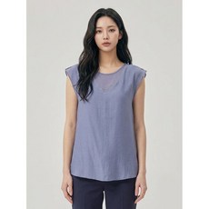 올리비아하슬러 블루 실버V라인 라운드 민소매 블라우스 OHCMBL207