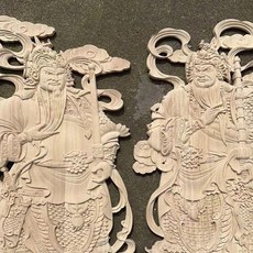 立體木雕木質門神實木貼守護將入戶門大門裝飾, 門神58cm 30cm  1.7厚度, N/A