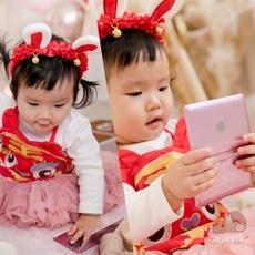 GoGraphy 現貨 抓周道具，電腦筆電工程師造型，蘋果電腦隨身鏡，抓周派對儀式周歲紀念, 粉色電腦, 1個