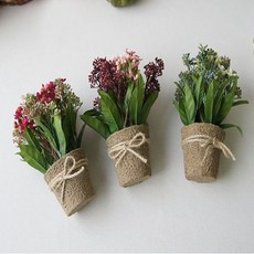 꽃 화분 조화 1P (3 color), 1개, 화이트