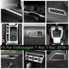 폭스바겐 티록 T Roc 18-21 실버 기어박스 대시보드 도어 스피커 핸들 에어벤트 커버 트림 호환, 기어 시프트 패널