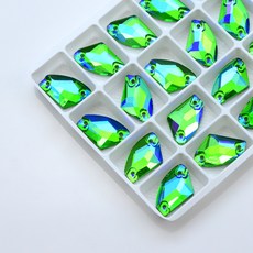 도끼 AB 장식 라인석 은하계 크리스탈 웨딩 라인석 바느질 유리 플랫백 모양 컬러 납유리, Grass green AB_16x27mm 12pcs, 16x27mm 12pcs, 1개
