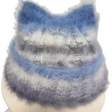 DIY 손뜨개질 설보 고양이 귀달이 모자 DIY 핸드메이드 소재 가방 니트 핸드메이드 초보자, 푸른, 1개