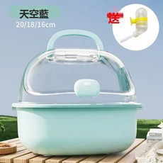 HYLSS 倉鼠外出便攜籠 透明亞克力 附贈飲水器, 1個, 藍色-如圖所示5766