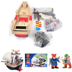 레드박스 해적선 놀이세트 해적 역할놀이 선박 배모형 조립 모형 만들기 피규어 장난감 유아, 1개