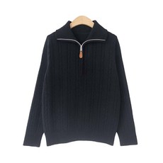 레크레아 반집업 꽈배기 여성 골프니트