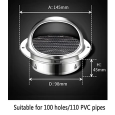 스테인레스 스틸 벽 천장 에어 벤트 덕트 환기 배기 그릴 커버 배출구 난방 냉각 방수 벤트 캡, 07 304 steel 100mm