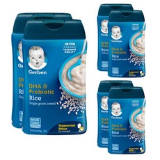 거버 DHA & 프로바이오틱 싱글 그레인 시리얼 분말이유식 227g, 쌀(Rice), 6개