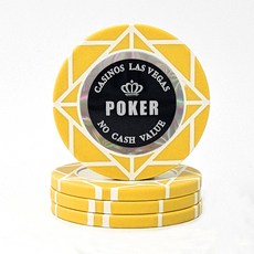홀덤칩 포커칩 게임칩 고급 카지노칩 홀로그램 라인포커칩, 7.노랑, 1개