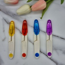 (1+1) 자수가위 쪽가위 안전 투명캡 뚜껑 실밥제거 가위 재단가위, 1개, 보라