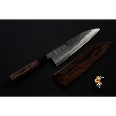 和欣行 現貨 初心 黑風 白二鋼 黑打 牛刀 210MM (多種柄可選), 鐵刀木黑水牛口輪, 1個