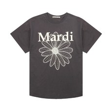 Mardi Mercredi 中性款花朵短袖T恤, 炭灰色 + 象牙白