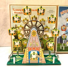音樂摩天輪鐵皮玩具音樂盒 旋轉發條復古收藏禮物交換禮物聖誕禮物生日禮物, 售票員款（右）