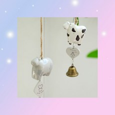 행운 도어벨 소리나는 현관문 인테리어 풍경종 캐릭터 젖소, 1cl1 화이트