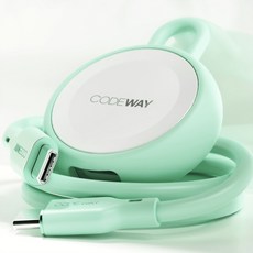 코드웨이 c타입 삼성 갤럭시워치 무선충전기 + 케이블 1.2m 세트, 민트, 1세트