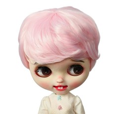 Linfairy 9-10 inch Doll 인형용 짧은 곱슬 가발 (Light Pink)