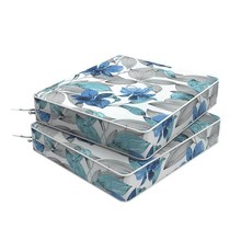 Melody Elephant 야외 의자 쿠션 2개 세트 50.8 x 10.2cm(20 20 4인치) 탈착식 커버가 있는 방수 파티오 시트 쿠션 고리버들 소파 가구용 전, 아이리스 블루, 20"x20"x4"