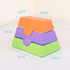 평균대 체육 밸런스 놀이 교구 감각 균형 어린이집 균형감각 유치원 징검다리 운동회 유아체육, F. 소프트웨어 3단 높이뛰기(마카롱