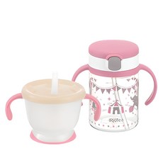 릿첼 AQ 첫걸음 머그 150ml + 빨대컵 200ml 세트, 1개, 핑크