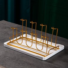 스테인리스 스틸 물빠짐 기능 주방용 유리컵 꽂이 수납 정리 거실용 컵걸이, 1개, 4_8컵 홀더 화이트 트레이