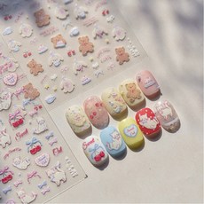 키라데이 미니 애니멀 포인트 네일스티커 3종세트, 1개, 애니멀3종