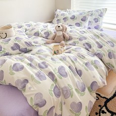 水洗棉麻四件套ins小清新学生宿舍床品, 南島小鎮【A類柔軟舒適】,單被套150*200cm