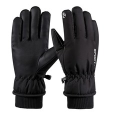 City Company 防寒防水智慧觸控刷毛滑雪手套, BLACK, 1個