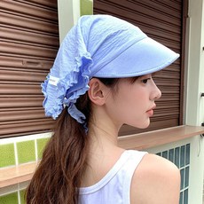 桃園出貨ing 甜美裙邊頭巾帽子女春夏季薄款韓版顯臉小鴨舌帽度假包頭帽 ND8Z