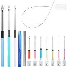 보관함이 있는 AOZUO 13PCS 펀치 바늘 키트 10 사이즈 조절 가능한 도구 금속 튜브 자수 세트 성인용 초보 치실 크로스 스티치 DIY 공예품, 보관함이 있는 AOZUO 13PCS 펀치 바늘 키트 1