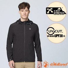 【荒野 WildLand】男 彈性透氣防曬連帽外套 抗UV30 防曬風衣 機車外套 黑水塘 0B31908