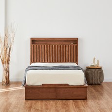 WG-벨루틴 아일랜드 캘리 SS 서랍 조련 침대프레임, 월넛,내추럴