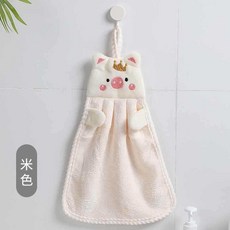 不掉毛擦手巾 廚房吸水抹布 可愛可掛式 純色兒童手巾, 1個, 米色1條