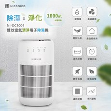 NICONICO 雙效空氣清淨電子除濕機 NI-DC1004 1000ml 水箱容量