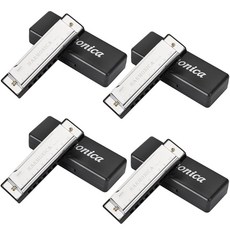 UPINS 4PCS 초보자를 10 티타늄 위한 10 하모니카 컬러 오브, Silvery