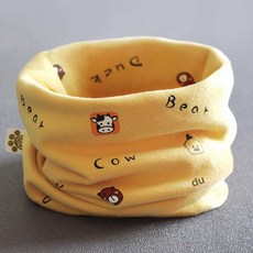 목도리 겨울 방한 머플러 남아 여아 순면 보온 귀보호 넥워머, 라이트옐로우-카우