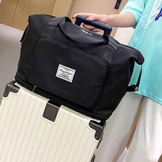 퓨어09여행 일상 캐리어 고정 포켓 확장형 TRAVEL 접이식 보스턴백 [블랙], 블랙, 1개