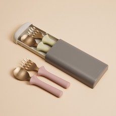 블루마마 방짜유기 스푼포크 2P 2단계 케이스 포함, 1개, 버터