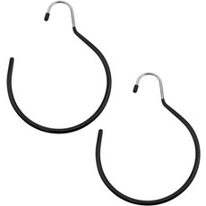 핀비 블랙 미끄럼 방지 링 모양 후크 다기능 정교한 액세서리 보관 랙 타이 스카프 벨트 연동 행거 홈 옷장 정리에 완벽한 도구 2개